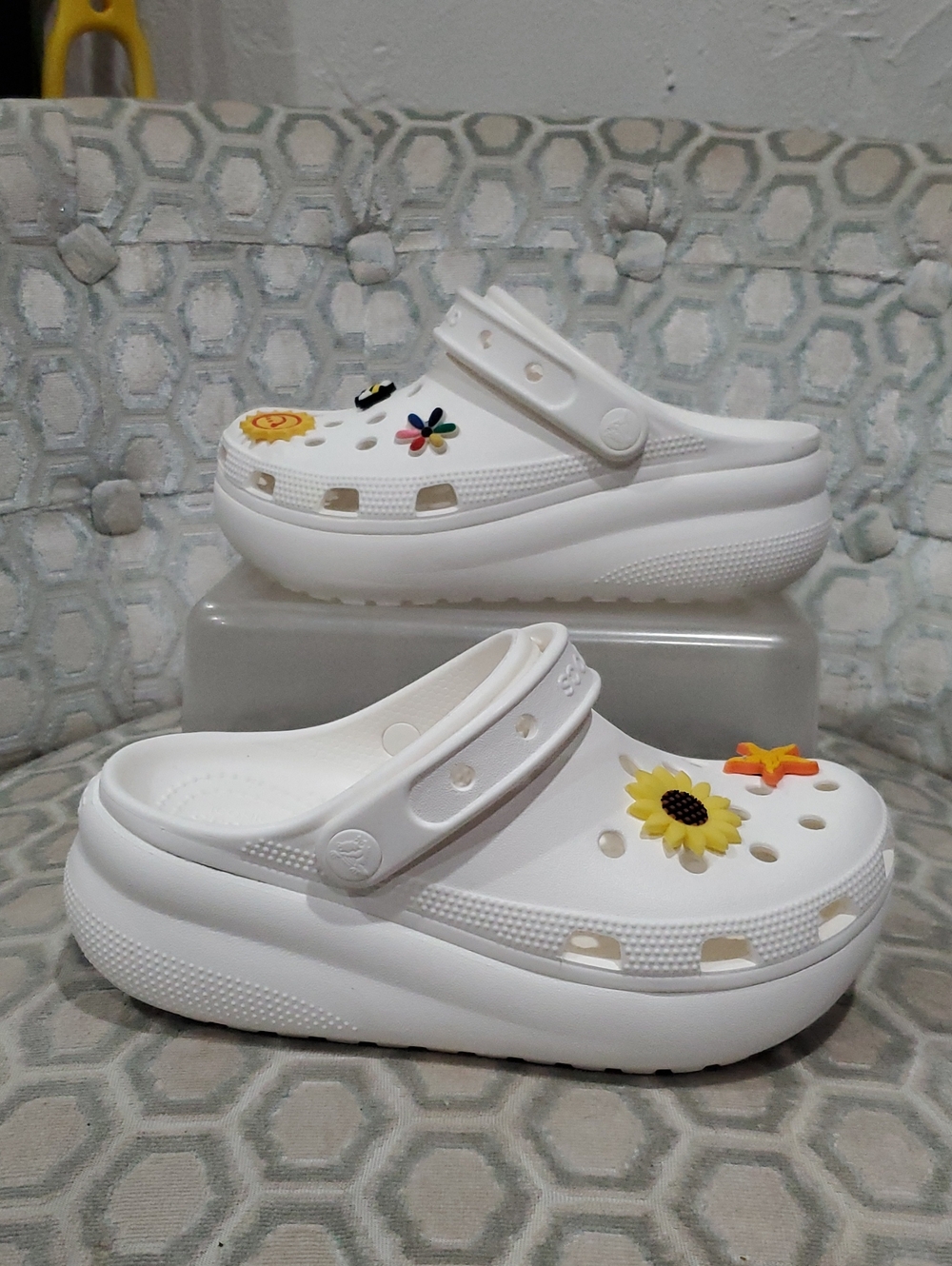 CROCS Platform Classic Clog with Sunny Charm Jibbitz Size 3